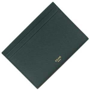 Celine Grained Leather Flat Card Holder Wallet Green